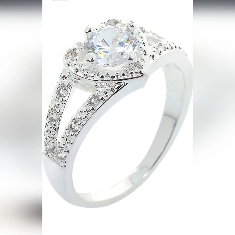 Beautiful Heart Cubic Zirconia Silver Ring